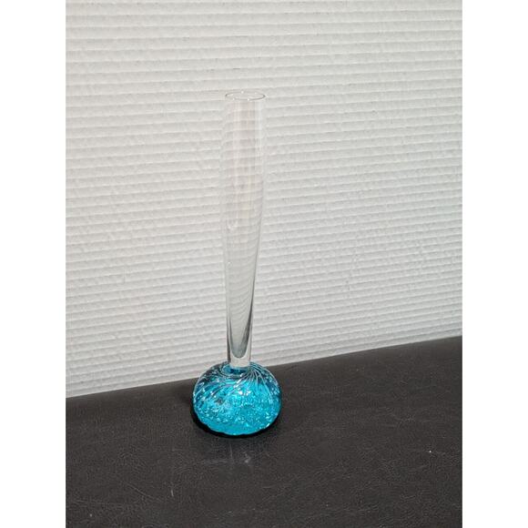 Vintage Retro Mid Century Modern Blue Controlled Bubble Stem Bud Vase 8”‎ - Picture 1 of 4